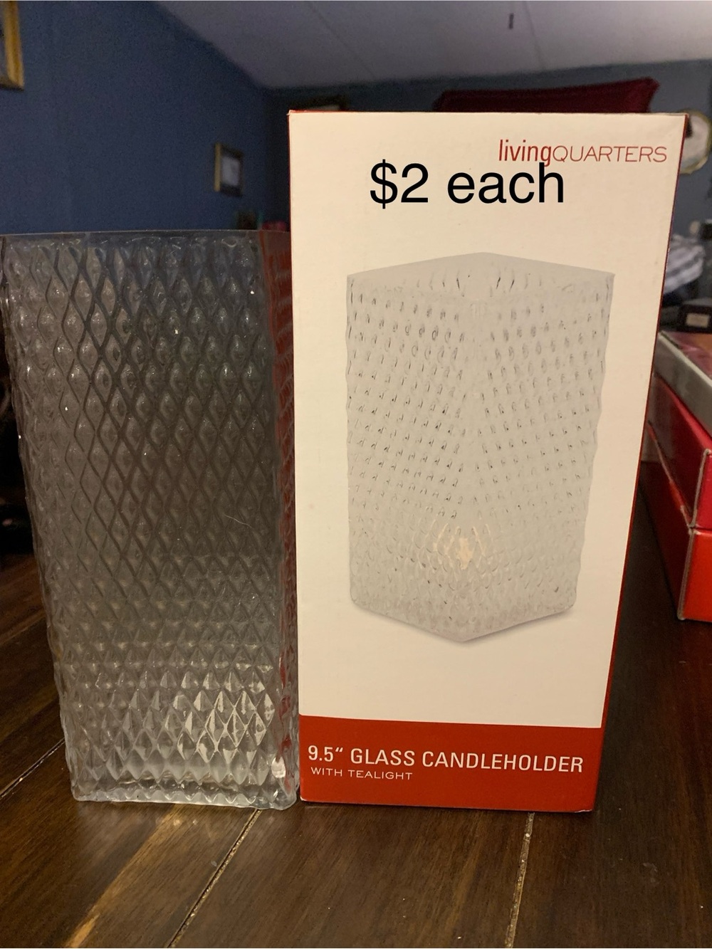 Gibson Clear Textured Glass Candleholder